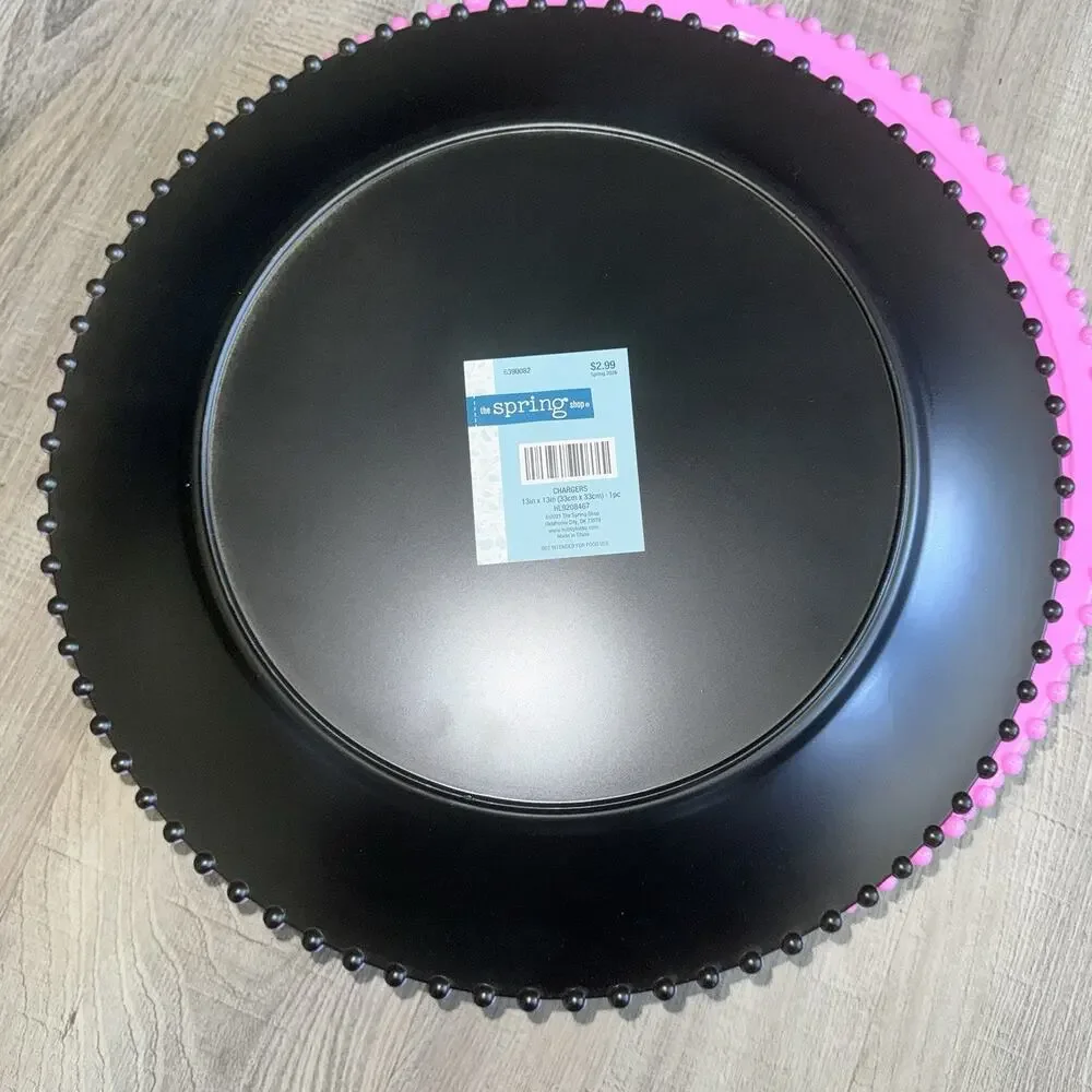 10 Pink Beaded Charger Plates 13” The Spring Shop Wedding Party Table Decor